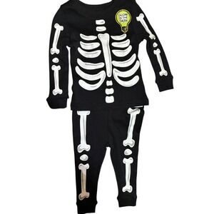 Komar Kids 12M Black Skeleton Pajamas Glow in the Dark‎ Halloween Costume